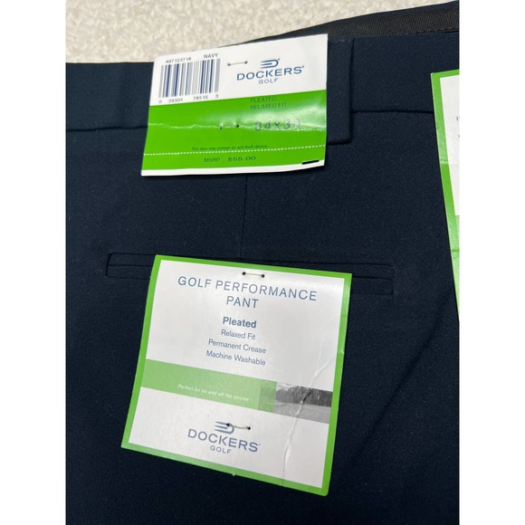 Dockers Navy Golf Performance Pleated Pant 34x30 - Picture 2 of 6